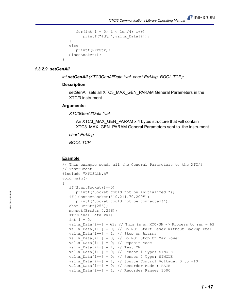 9 setgenall | INFICON XTC/3 Thin Film Deposition Controller Communications Library Operating Manual User Manual | Page 31 / 84