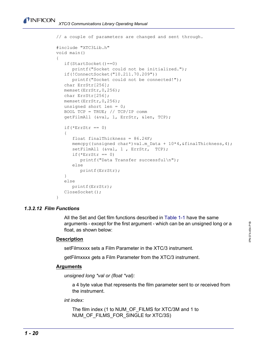 12 film functions | INFICON XTC/3 Thin Film Deposition Controller Communications Library Operating Manual User Manual | Page 34 / 84