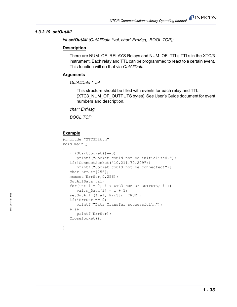19 setoutall | INFICON XTC/3 Thin Film Deposition Controller Communications Library Operating Manual User Manual | Page 47 / 84