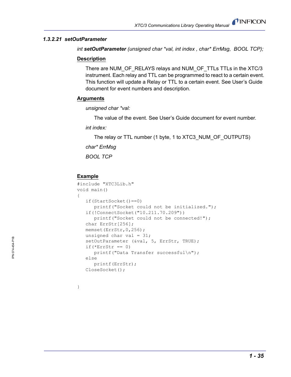 21 setoutparameter | INFICON XTC/3 Thin Film Deposition Controller Communications Library Operating Manual User Manual | Page 49 / 84