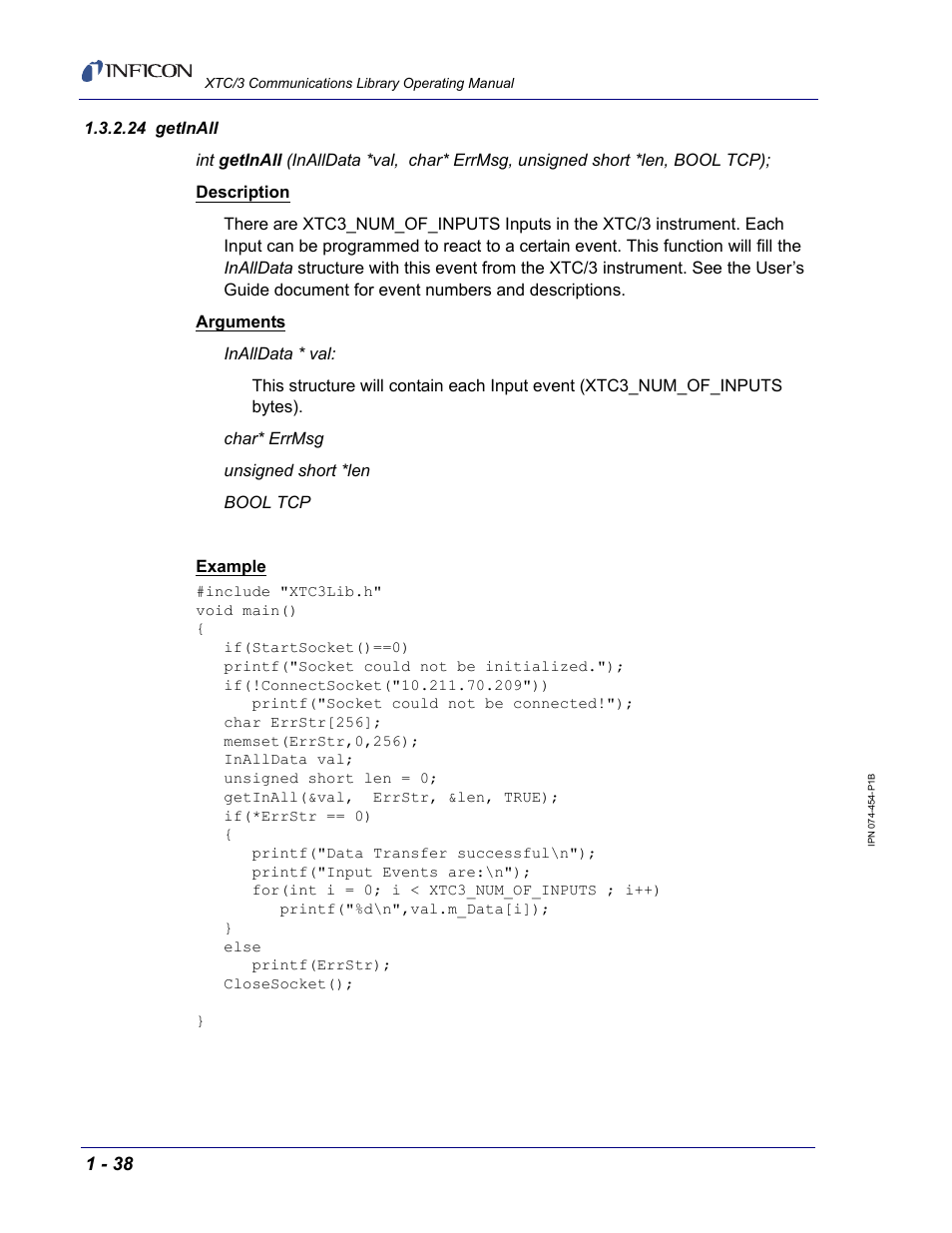24 getinall | INFICON XTC/3 Thin Film Deposition Controller Communications Library Operating Manual User Manual | Page 52 / 84