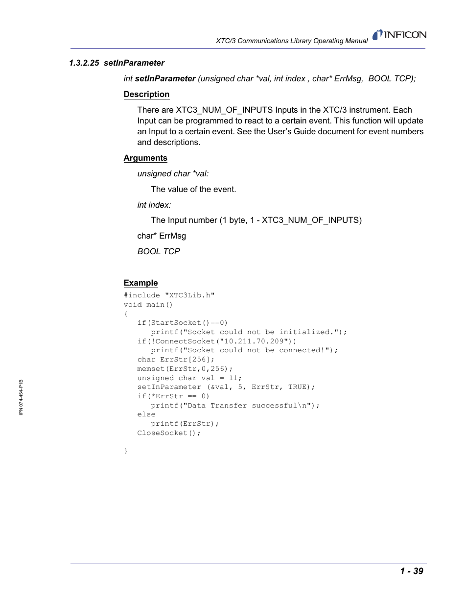 25 setinparameter | INFICON XTC/3 Thin Film Deposition Controller Communications Library Operating Manual User Manual | Page 53 / 84