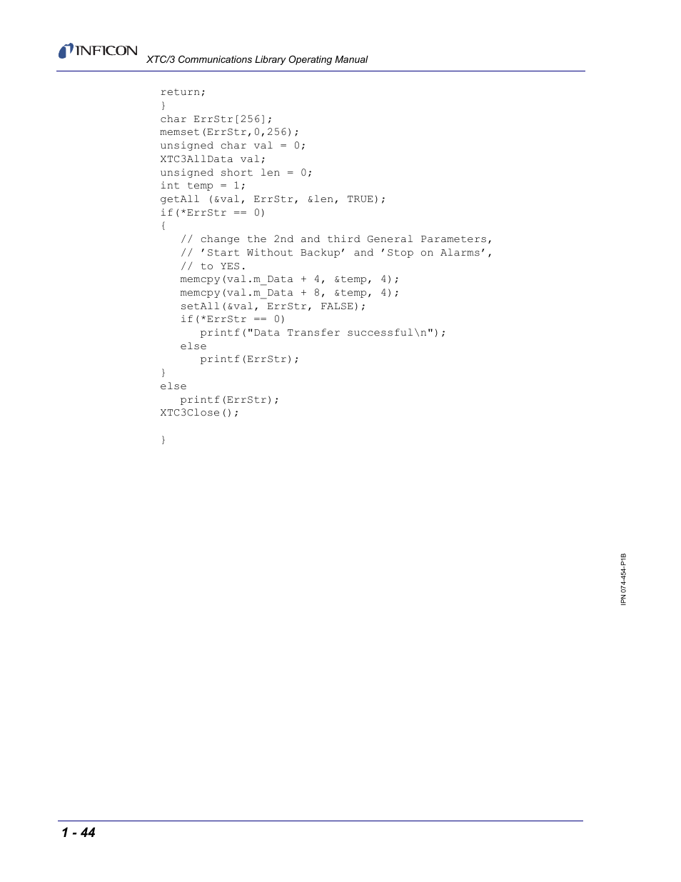 INFICON XTC/3 Thin Film Deposition Controller Communications Library Operating Manual User Manual | Page 58 / 84