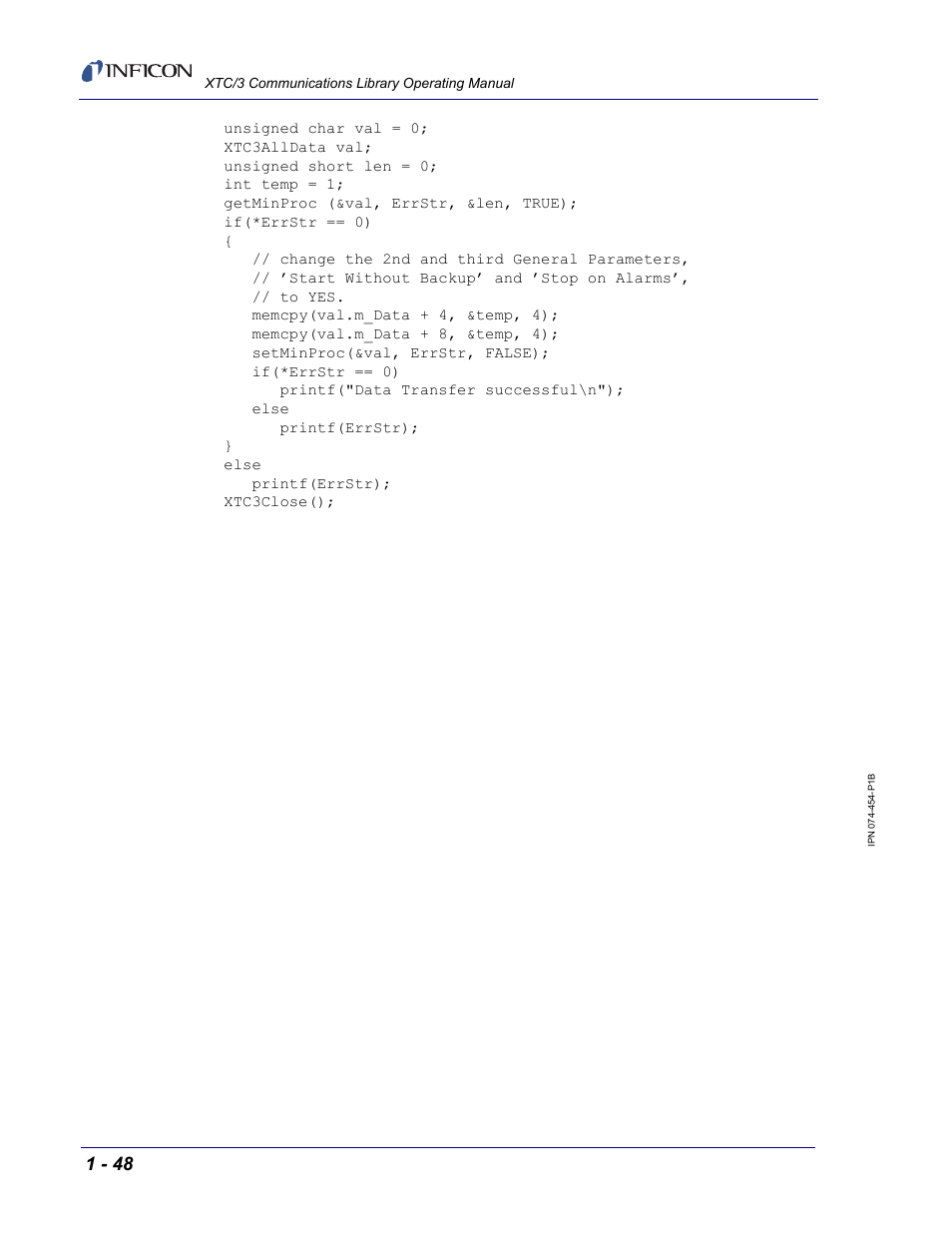 INFICON XTC/3 Thin Film Deposition Controller Communications Library Operating Manual User Manual | Page 62 / 84