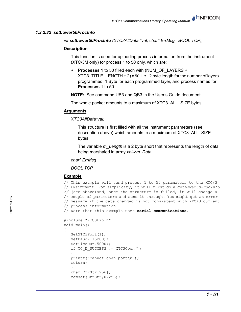 32 setlower50procinfo | INFICON XTC/3 Thin Film Deposition Controller Communications Library Operating Manual User Manual | Page 65 / 84