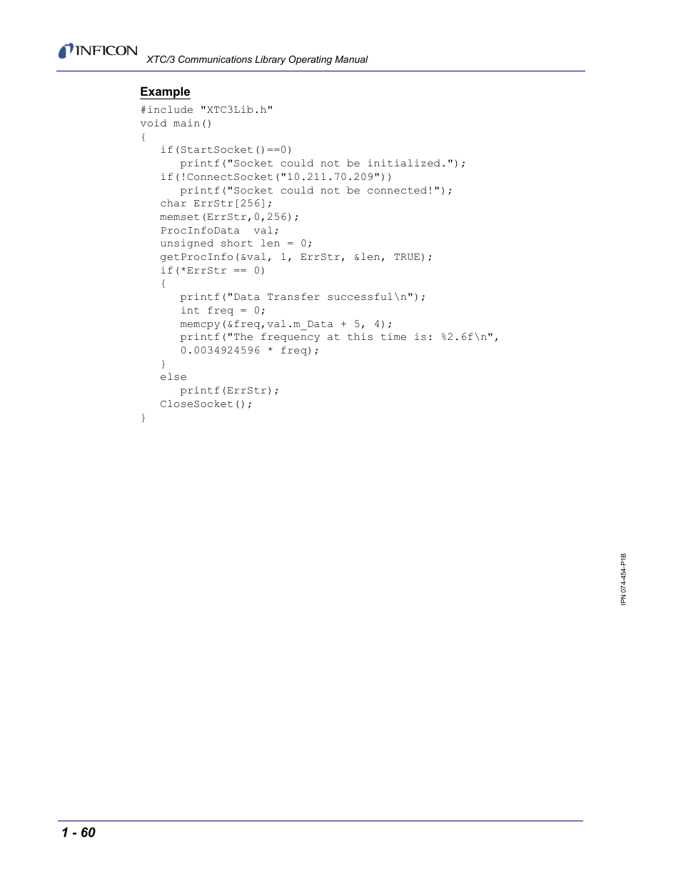 INFICON XTC/3 Thin Film Deposition Controller Communications Library Operating Manual User Manual | Page 74 / 84