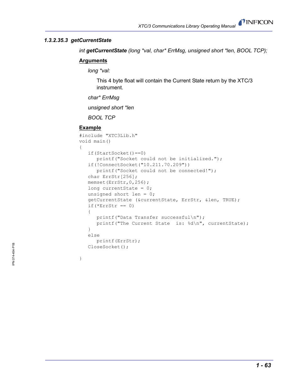3 getcurrentstate | INFICON XTC/3 Thin Film Deposition Controller Communications Library Operating Manual User Manual | Page 77 / 84