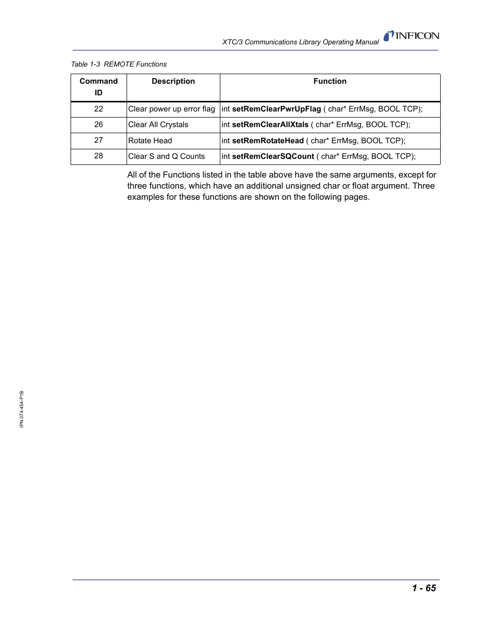INFICON XTC/3 Thin Film Deposition Controller Communications Library Operating Manual User Manual | Page 79 / 84