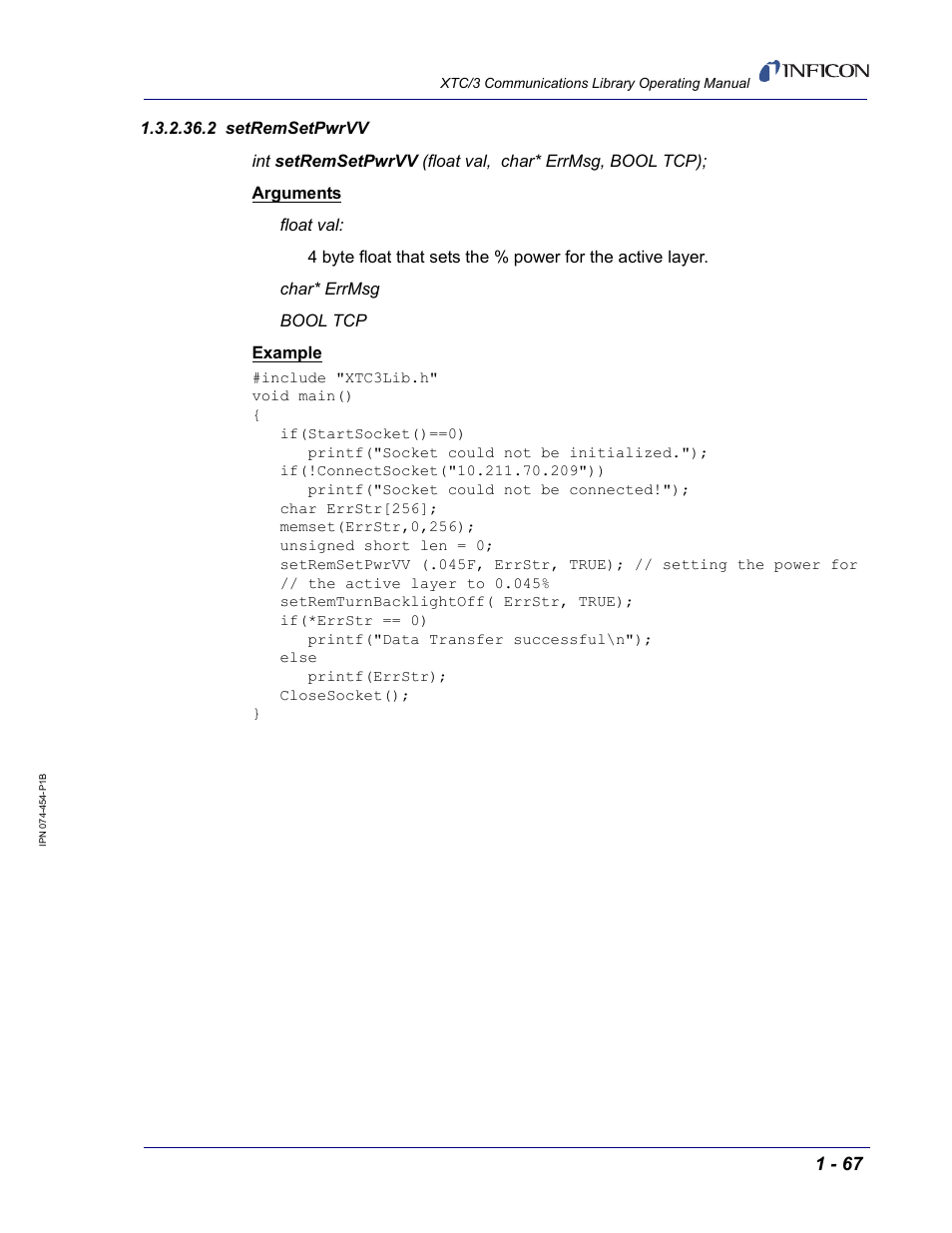 2 setremsetpwrvv | INFICON XTC/3 Thin Film Deposition Controller Communications Library Operating Manual User Manual | Page 81 / 84