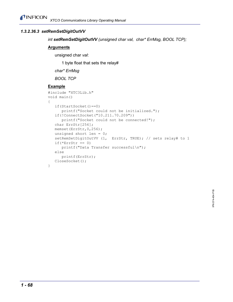3 setremsetdigitoutvv | INFICON XTC/3 Thin Film Deposition Controller Communications Library Operating Manual User Manual | Page 82 / 84