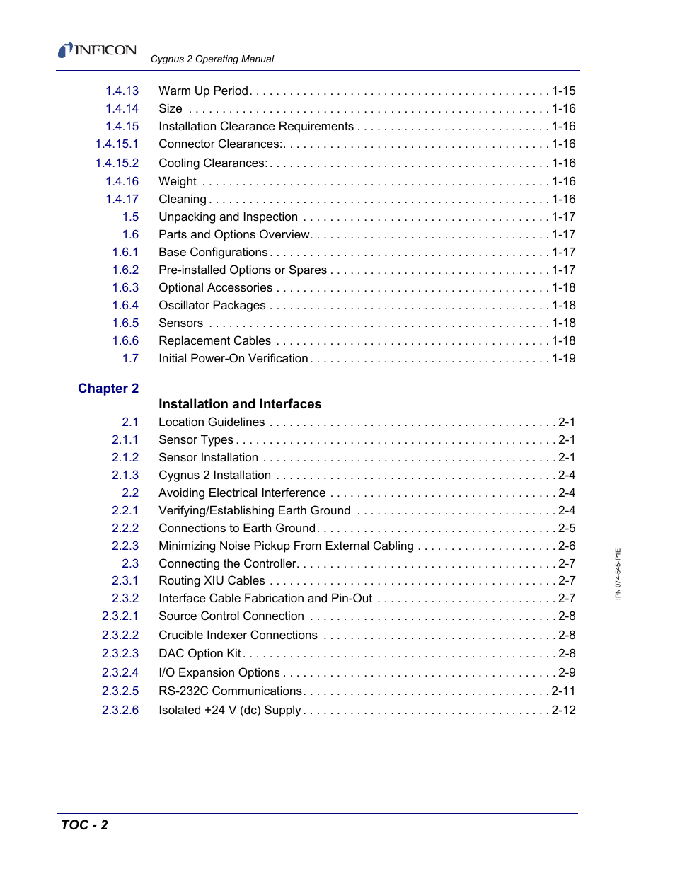 INFICON Cygnus 2 Thin Film Deposition Controller User Manual | Page 10 / 274