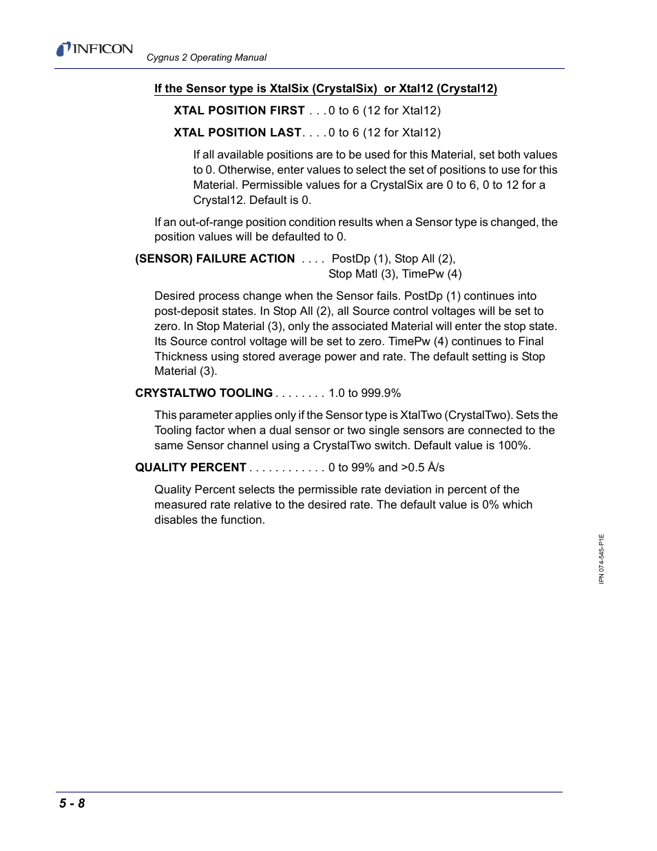 INFICON Cygnus 2 Thin Film Deposition Controller User Manual | Page 106 / 274