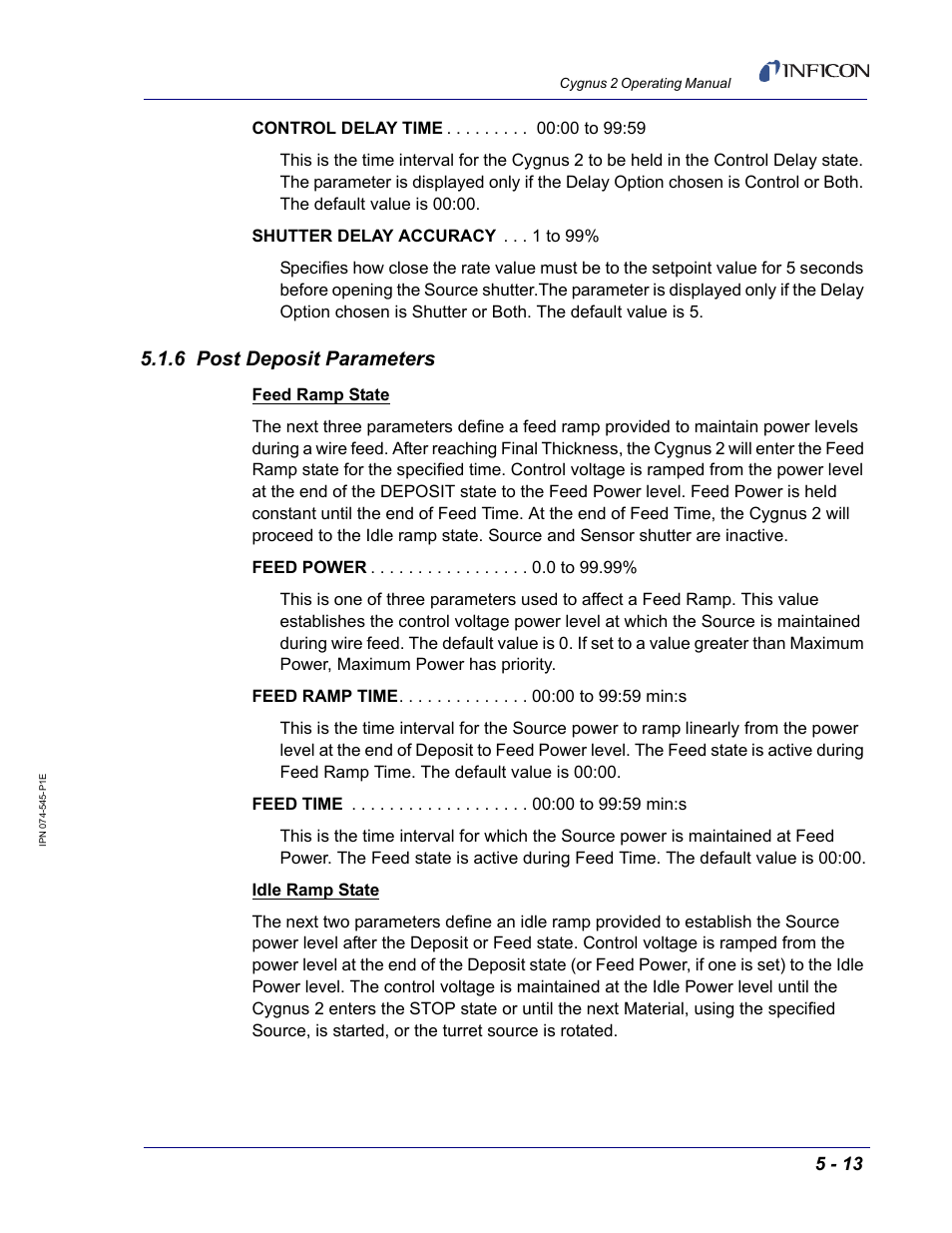 6 post deposit parameters | INFICON Cygnus 2 Thin Film Deposition Controller User Manual | Page 111 / 274