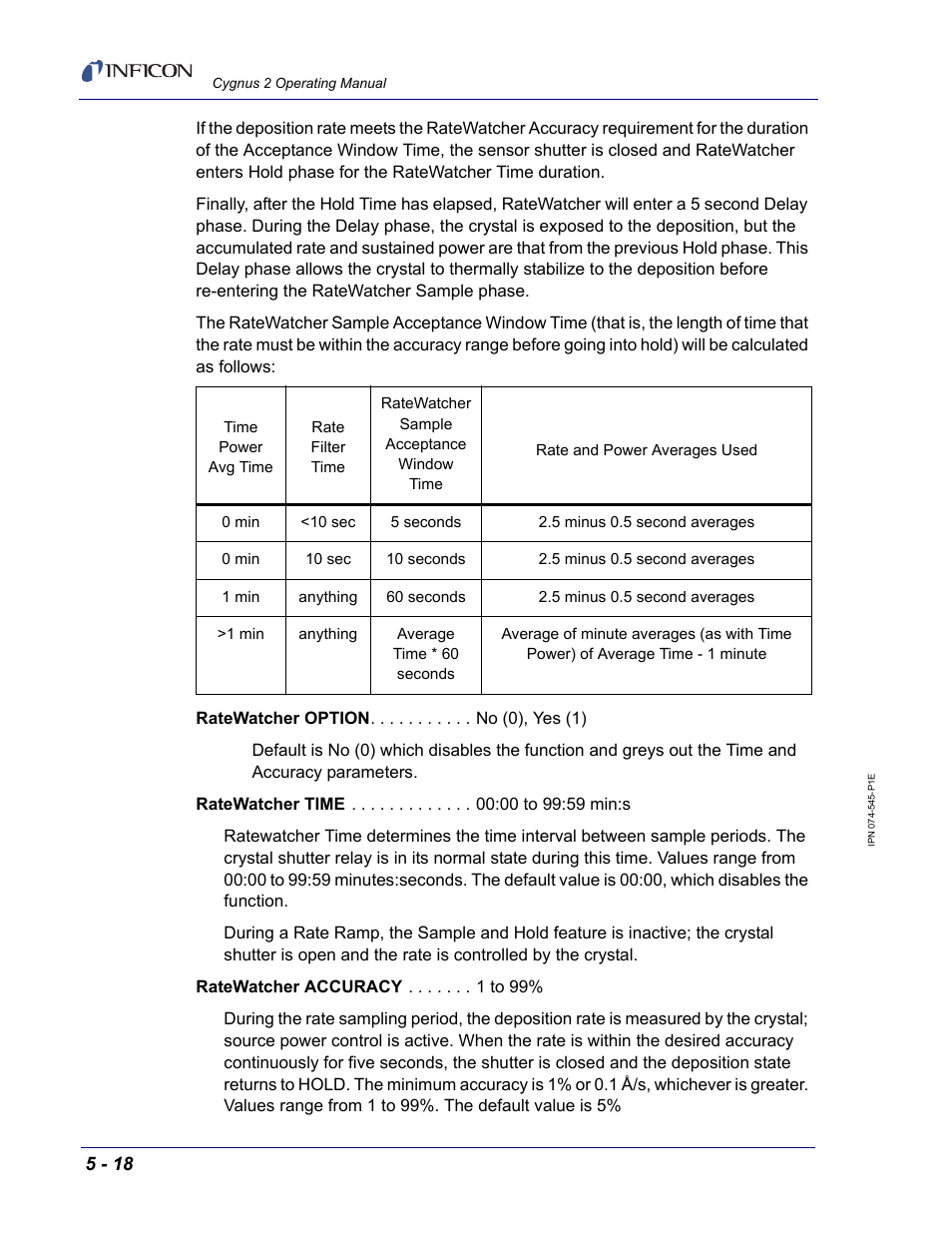 INFICON Cygnus 2 Thin Film Deposition Controller User Manual | Page 116 / 274