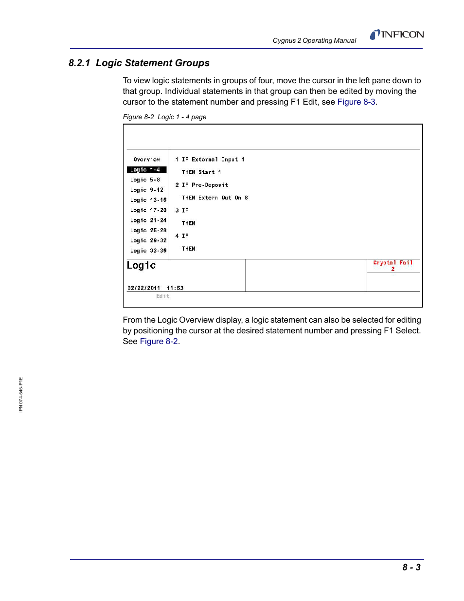 1 logic statement groups | INFICON Cygnus 2 Thin Film Deposition Controller User Manual | Page 133 / 274