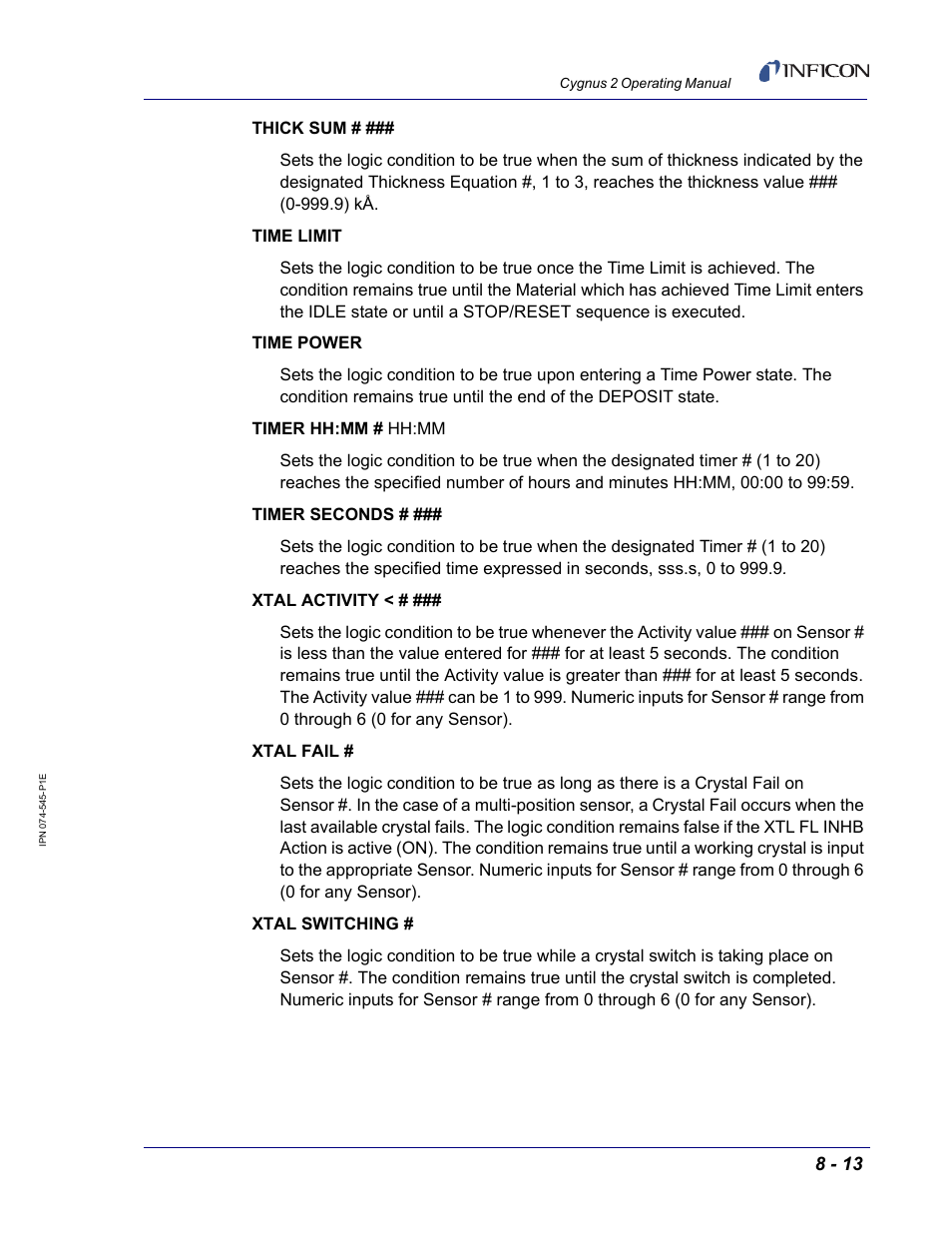 INFICON Cygnus 2 Thin Film Deposition Controller User Manual | Page 143 / 274