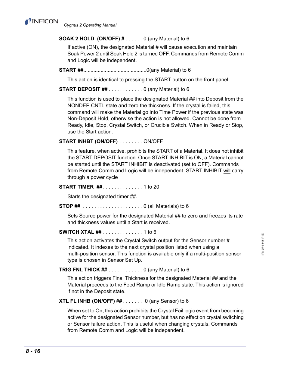 INFICON Cygnus 2 Thin Film Deposition Controller User Manual | Page 146 / 274