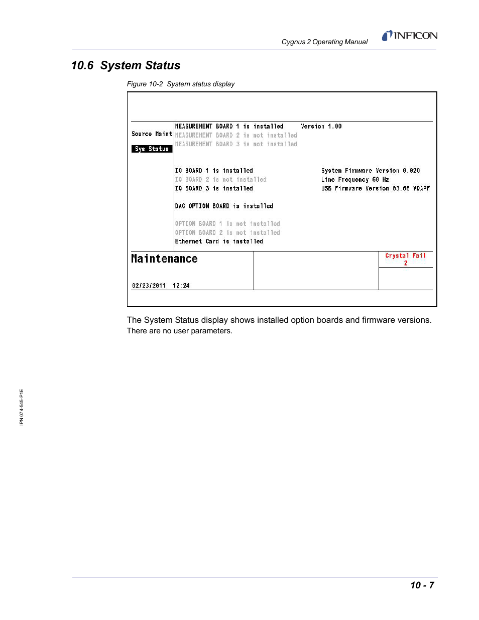 6 system status | INFICON Cygnus 2 Thin Film Deposition Controller User Manual | Page 209 / 274