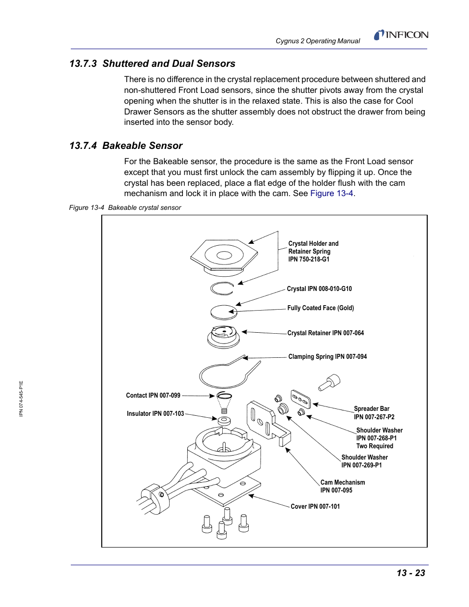 3 shuttered and dual sensors, 4 bakeable sensor | INFICON Cygnus 2 Thin Film Deposition Controller User Manual | Page 239 / 274