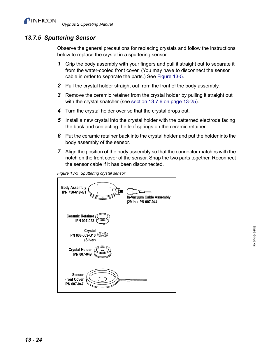 5 sputtering sensor | INFICON Cygnus 2 Thin Film Deposition Controller User Manual | Page 240 / 274