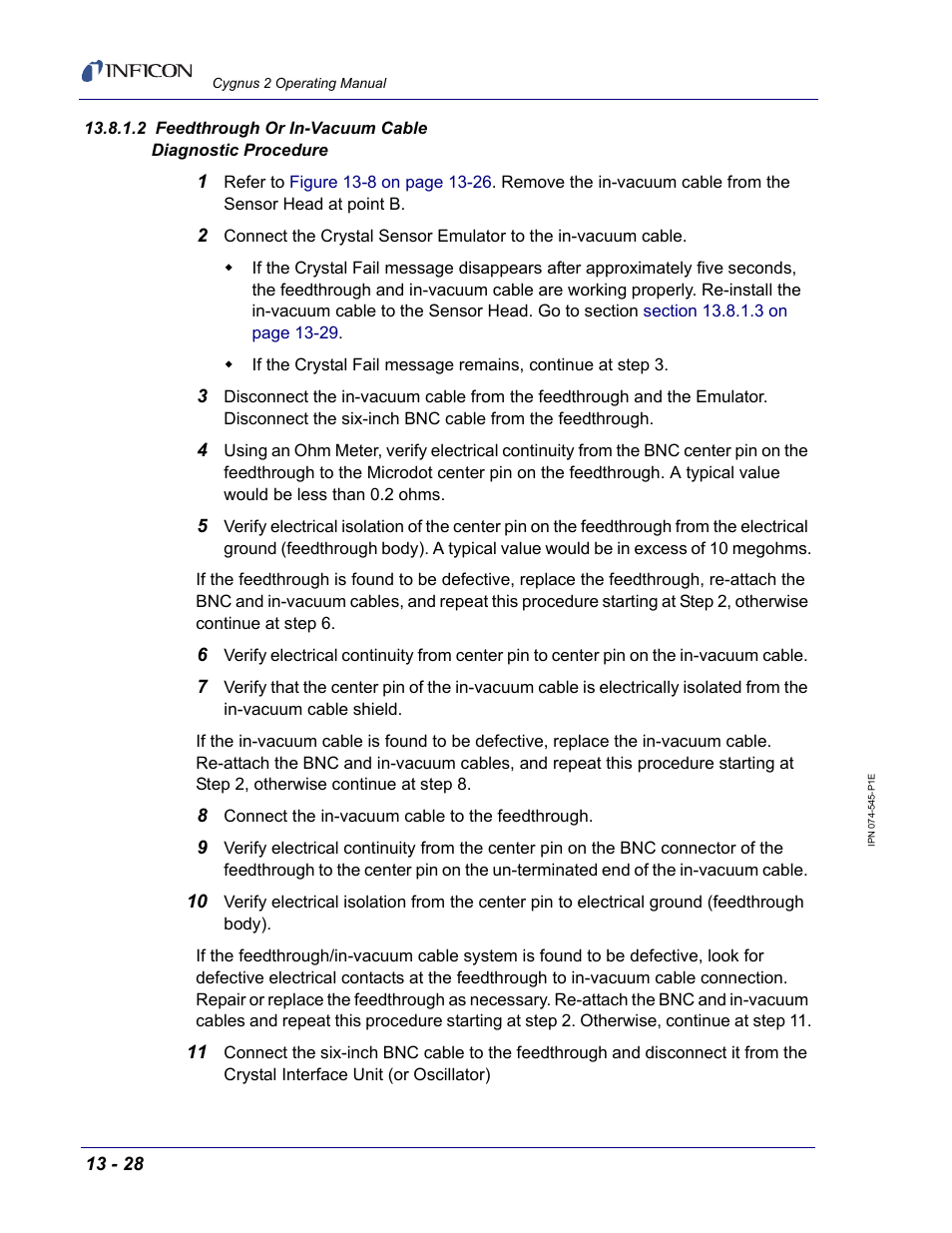 H. go to, Section 13.8.1.2 | INFICON Cygnus 2 Thin Film Deposition Controller User Manual | Page 244 / 274