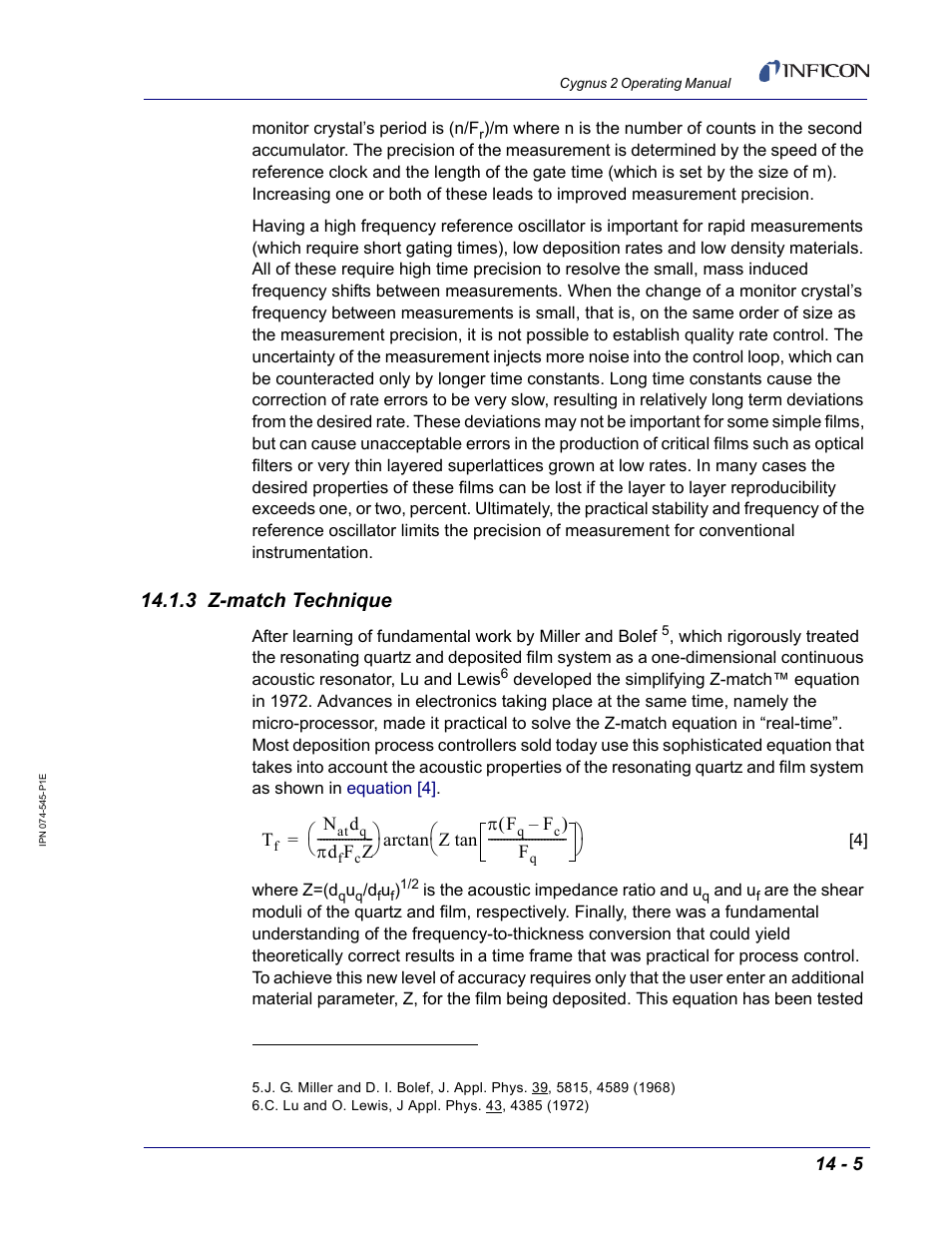 3 z-match technique | INFICON Cygnus 2 Thin Film Deposition Controller User Manual | Page 253 / 274
