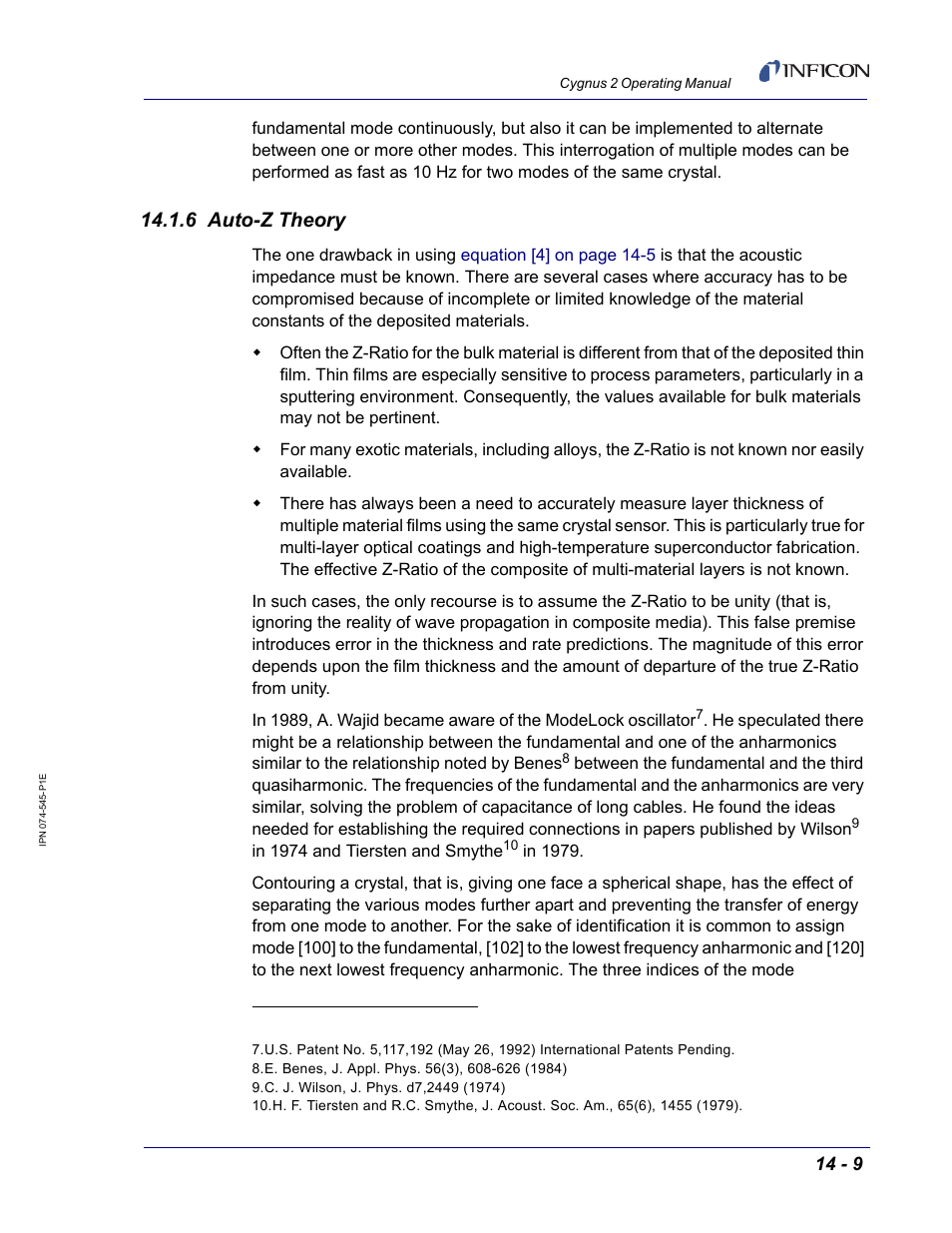 6 auto-z theory | INFICON Cygnus 2 Thin Film Deposition Controller User Manual | Page 257 / 274
