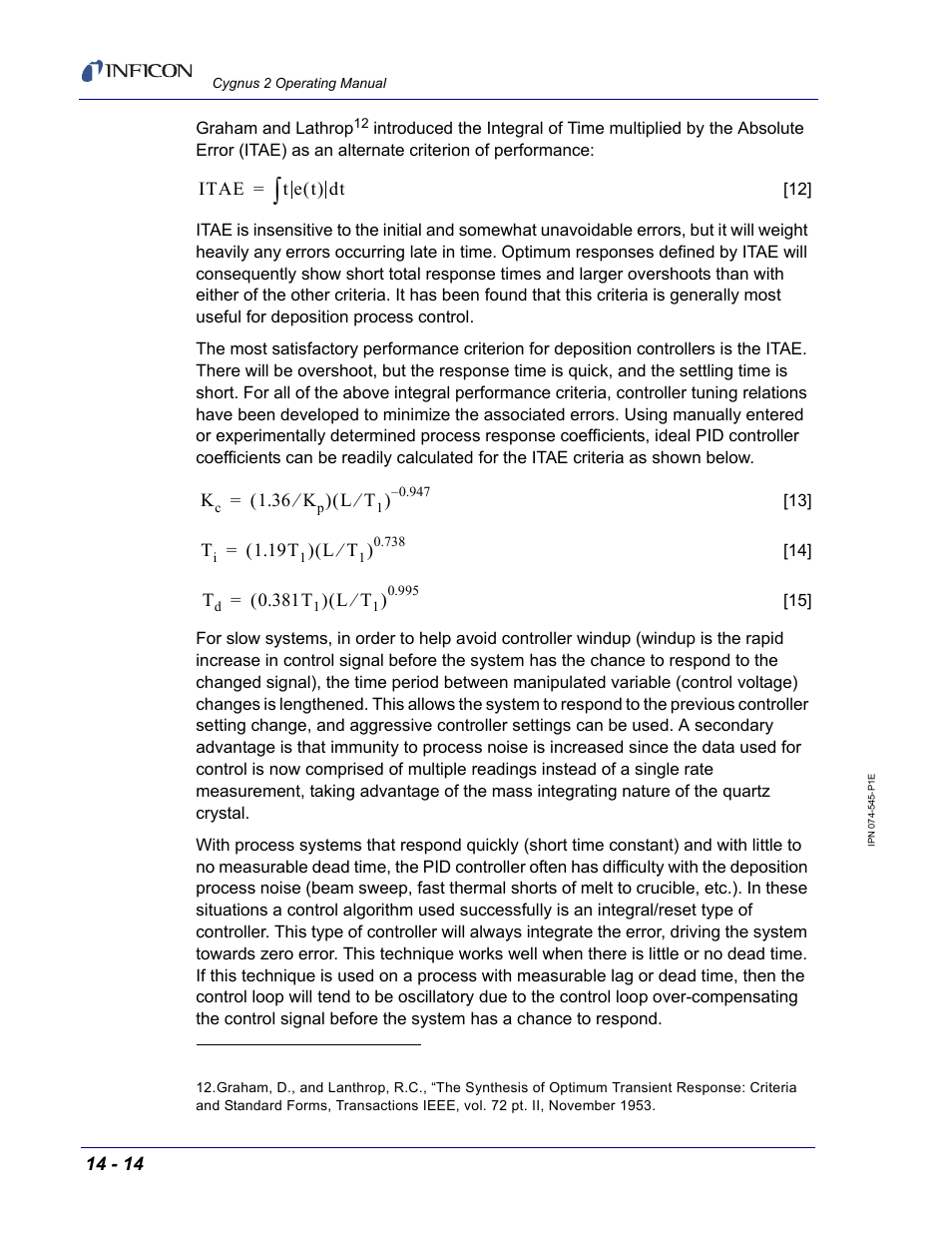 INFICON Cygnus 2 Thin Film Deposition Controller User Manual | Page 262 / 274