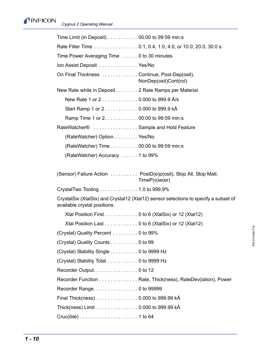 INFICON Cygnus 2 Thin Film Deposition Controller User Manual | Page 28 / 274