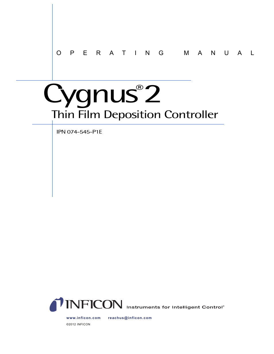 Cygnus, Thin film deposition controller | INFICON Cygnus 2 Thin Film Deposition Controller User Manual | Page 3 / 274