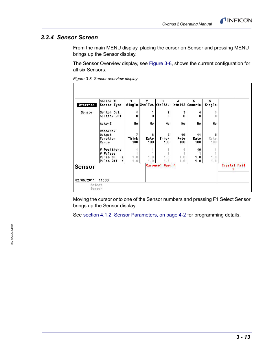 4 sensor screen | INFICON Cygnus 2 Thin Film Deposition Controller User Manual | Page 63 / 274