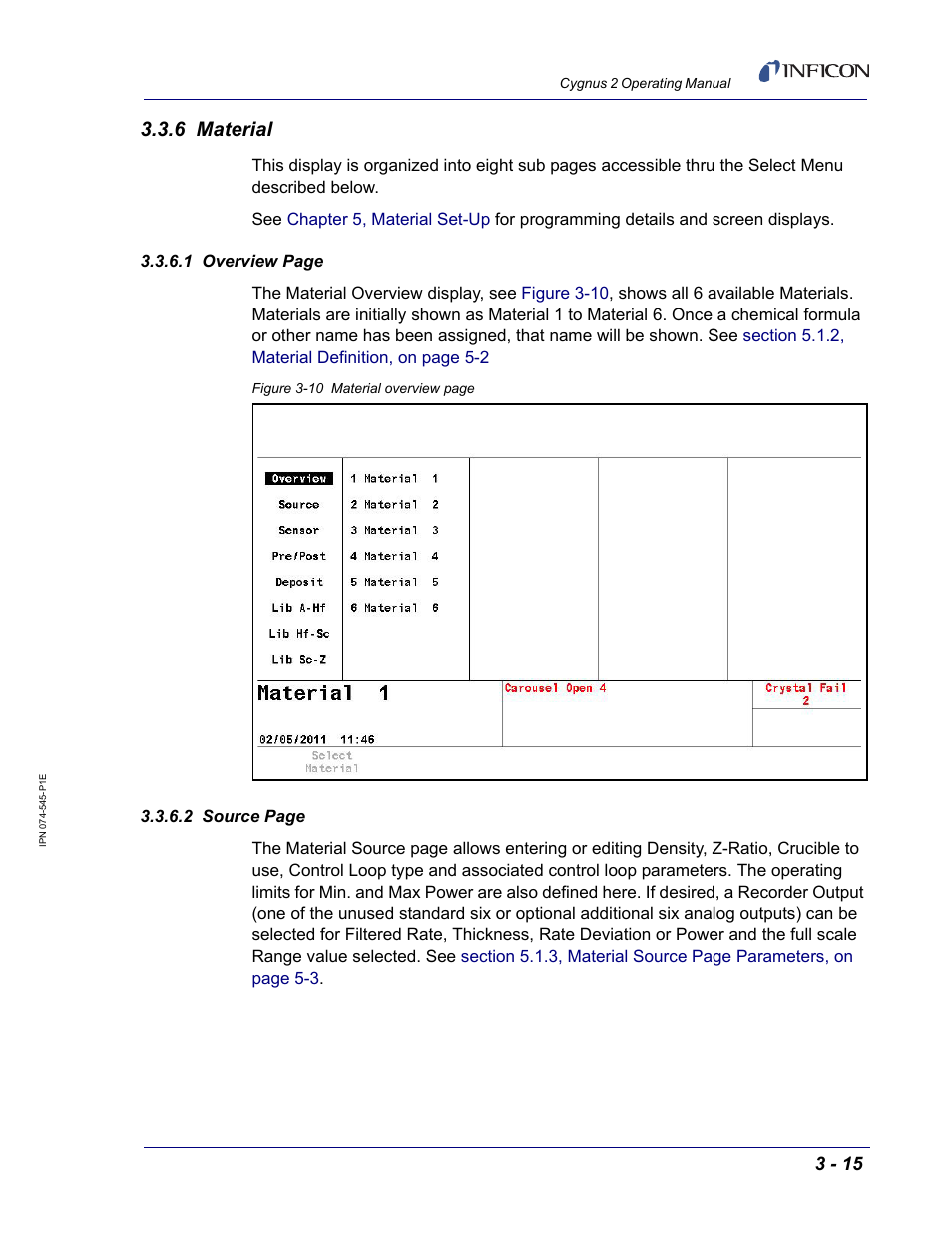 6 material | INFICON Cygnus 2 Thin Film Deposition Controller User Manual | Page 65 / 274