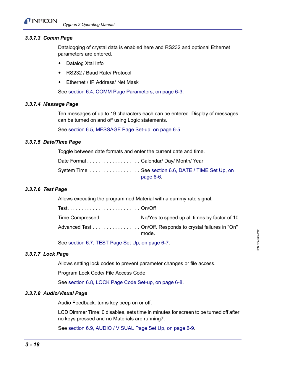INFICON Cygnus 2 Thin Film Deposition Controller User Manual | Page 68 / 274