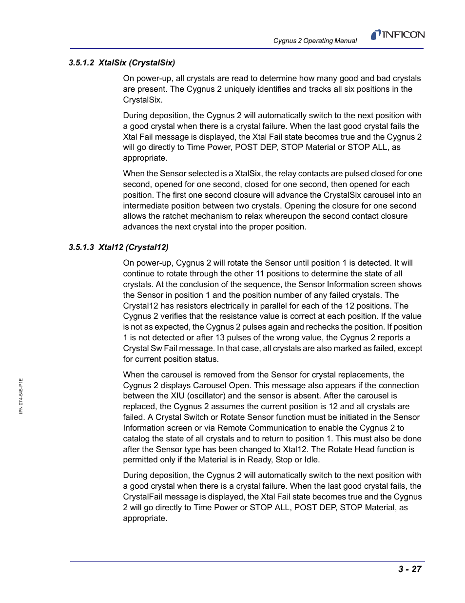 2 xtalsix (crystalsix), 3 xtal12 (crystal12) | INFICON Cygnus 2 Thin Film Deposition Controller User Manual | Page 77 / 274