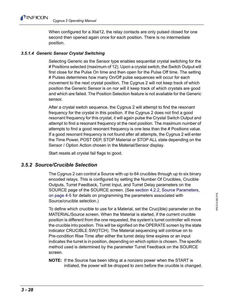 4 generic sensor crystal switching, 2 source/crucible selection | INFICON Cygnus 2 Thin Film Deposition Controller User Manual | Page 78 / 274
