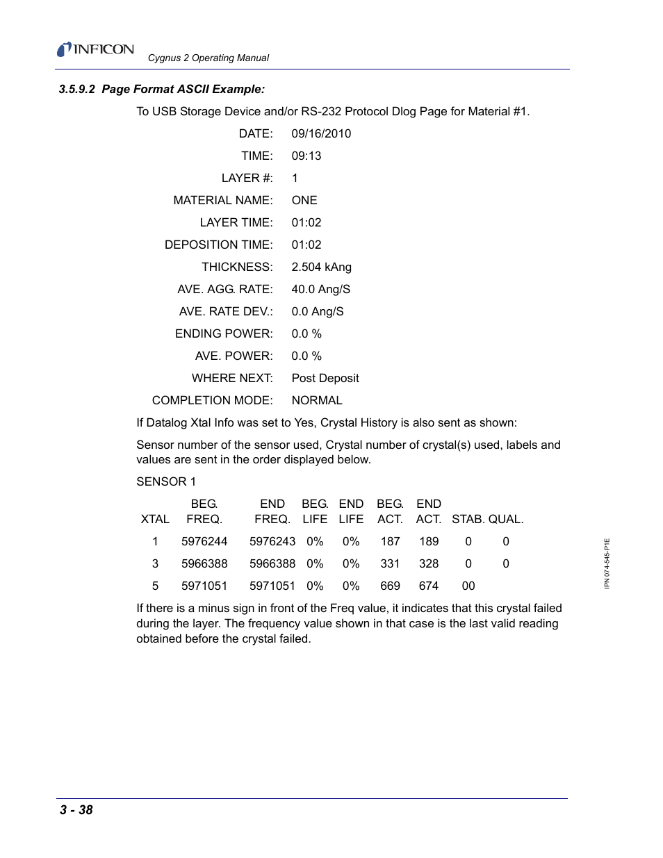 At, see, Section 3.5.9.2 | INFICON Cygnus 2 Thin Film Deposition Controller User Manual | Page 88 / 274