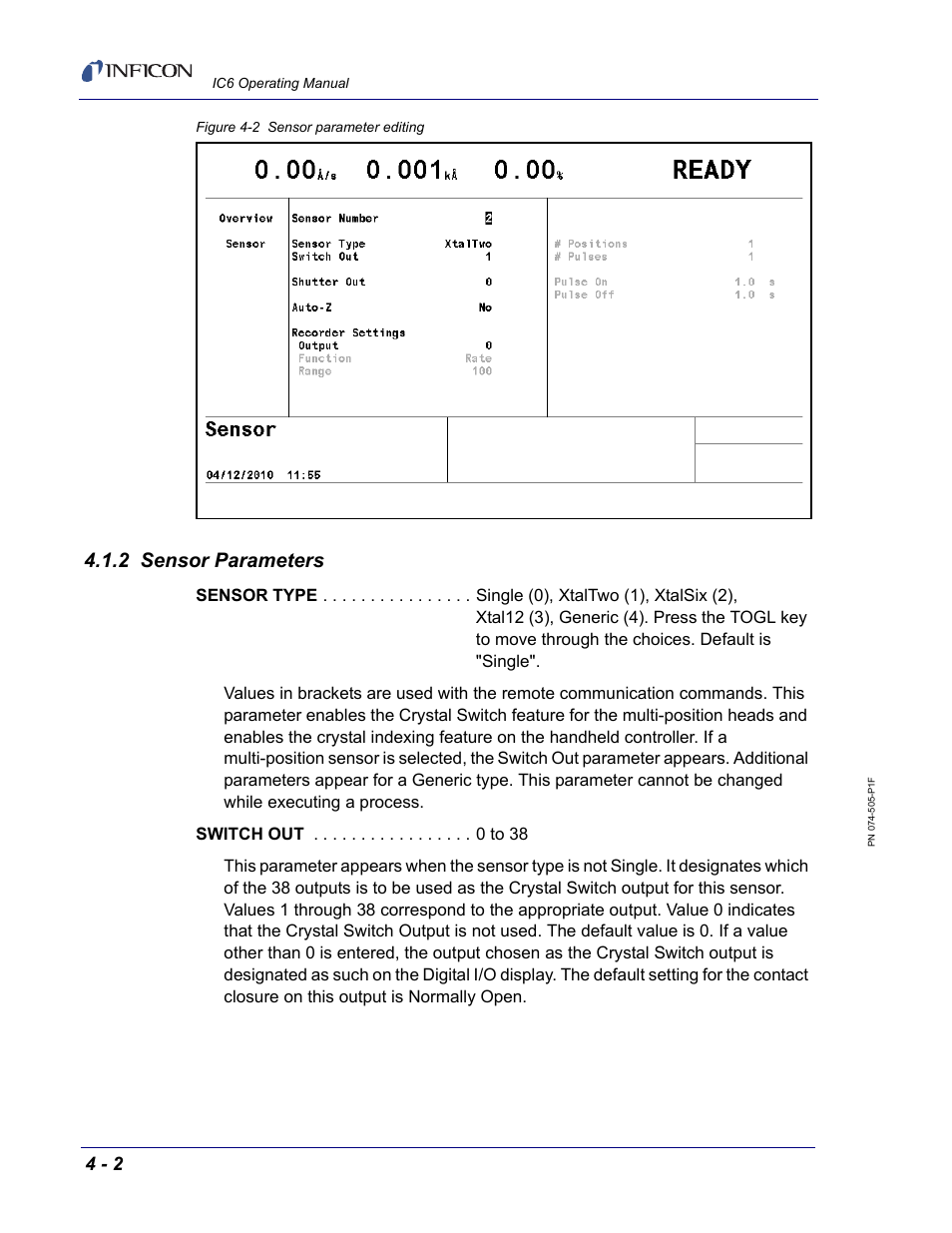 2 sensor parameters, En. see, Figure 4-2 | INFICON IC6 Thin Film Deposition Controller User Manual | Page 102 / 332