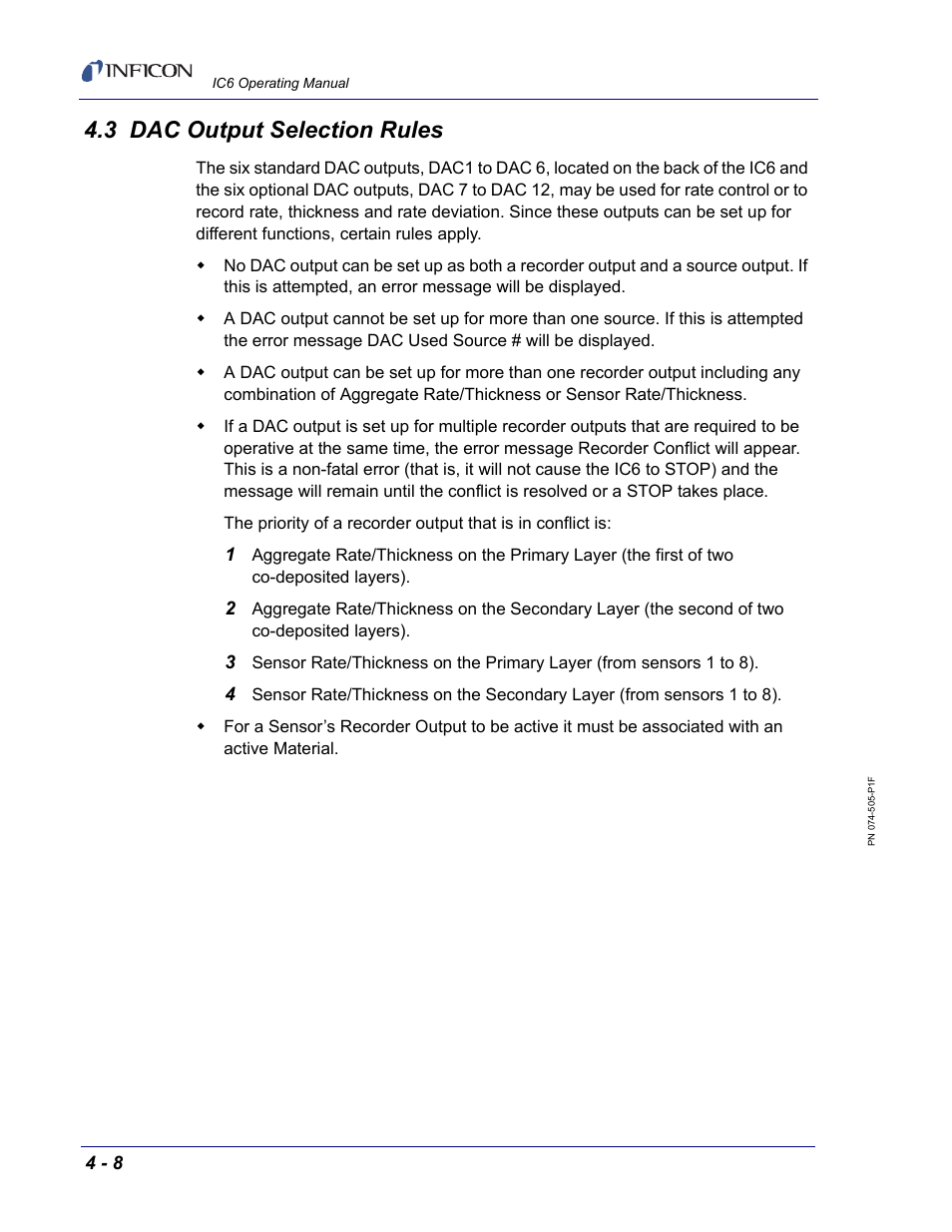 3 dac output selection rules | INFICON IC6 Thin Film Deposition Controller User Manual | Page 108 / 332