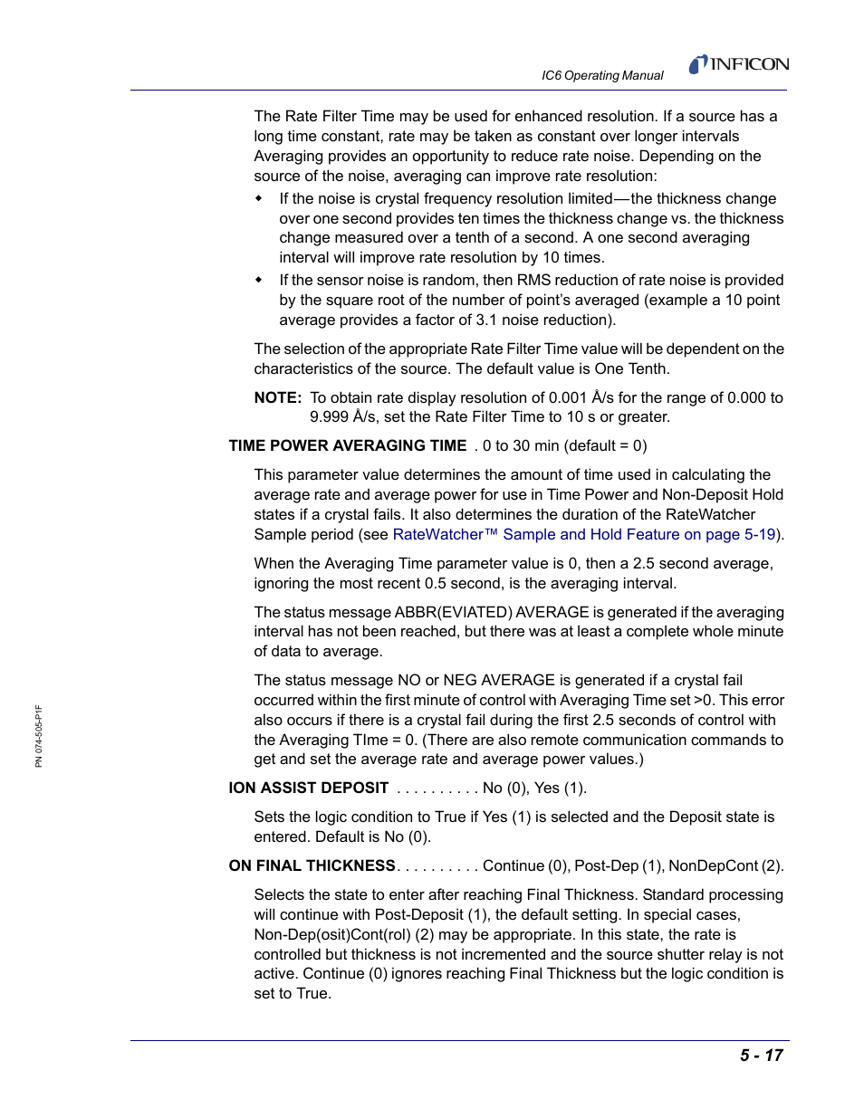 INFICON IC6 Thin Film Deposition Controller User Manual | Page 125 / 332
