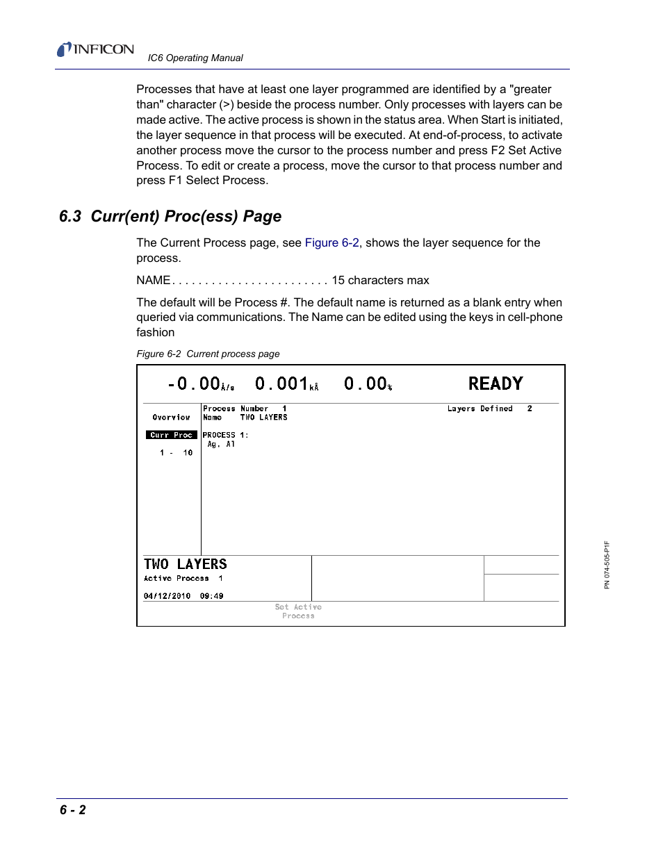 D numbers. see, 3 curr(ent) proc(ess) page | INFICON IC6 Thin Film Deposition Controller User Manual | Page 130 / 332