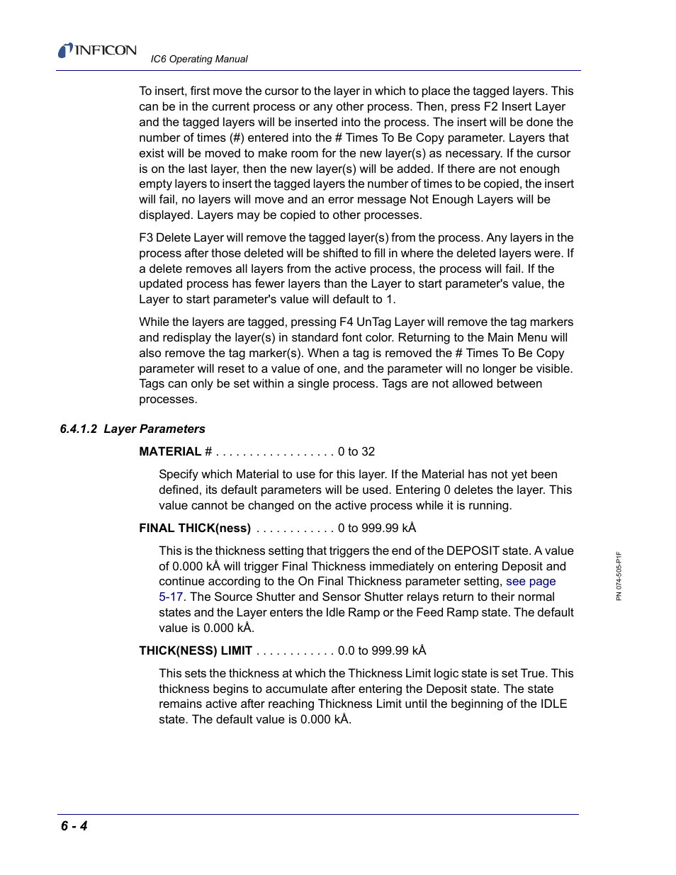 2 layer parameters | INFICON IC6 Thin Film Deposition Controller User Manual | Page 132 / 332