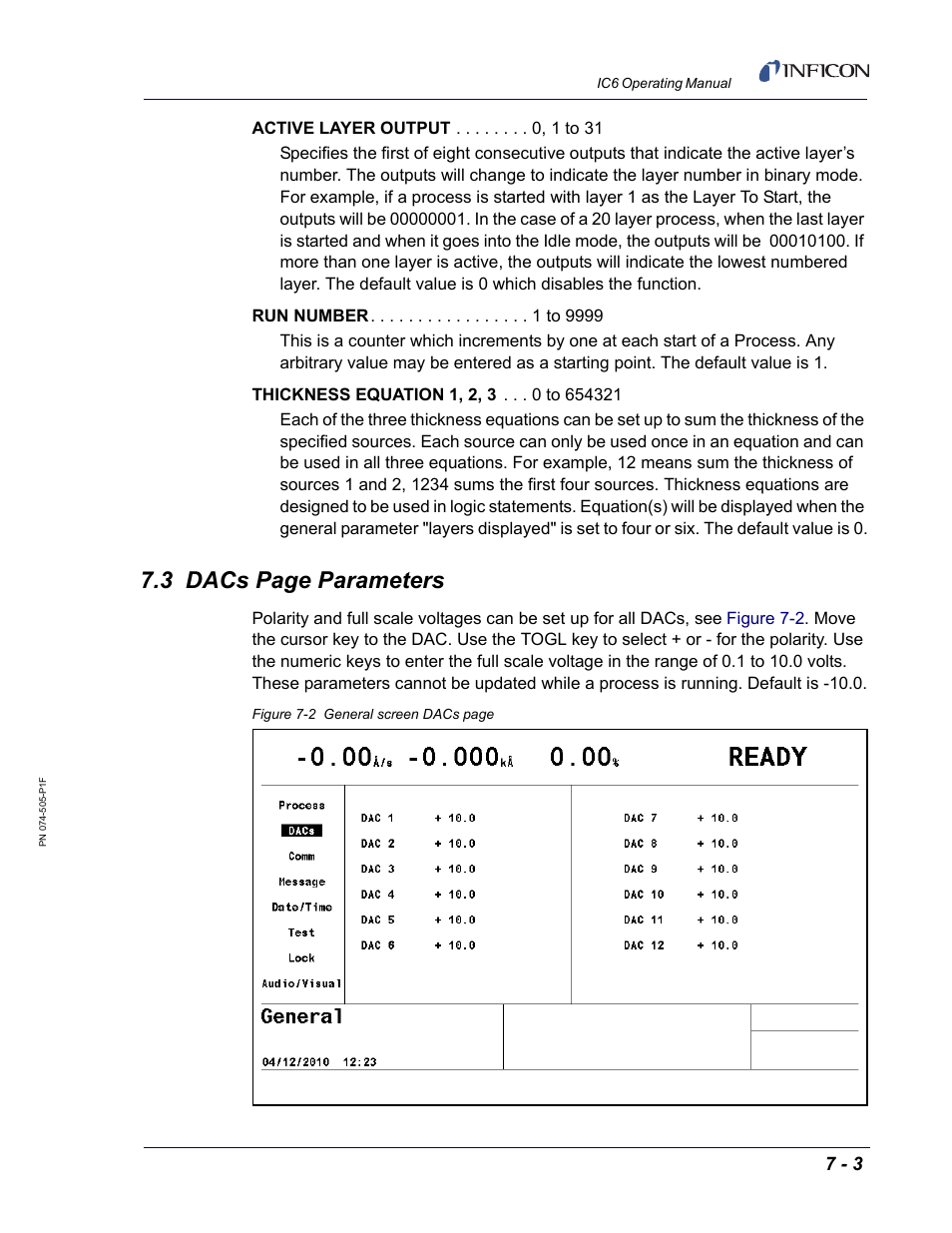 S. see, 3 dacs page parameters | INFICON IC6 Thin Film Deposition Controller User Manual | Page 137 / 332