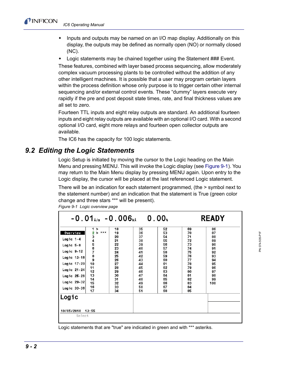 2 editing the logic statements | INFICON IC6 Thin Film Deposition Controller User Manual | Page 150 / 332