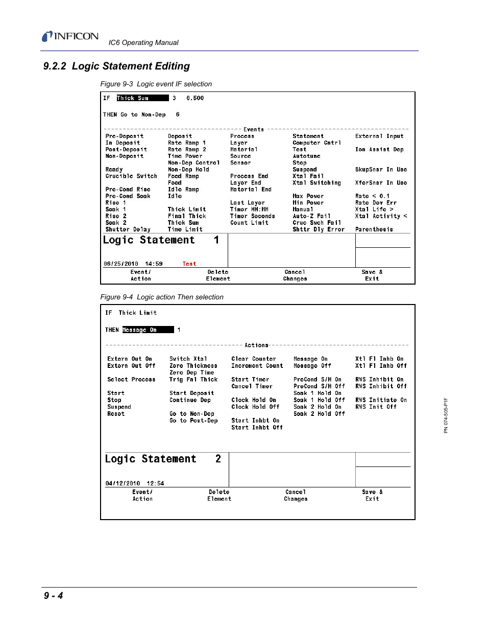 2 logic statement editing, It, see, Figure 9-3 | INFICON IC6 Thin Film Deposition Controller User Manual | Page 152 / 332