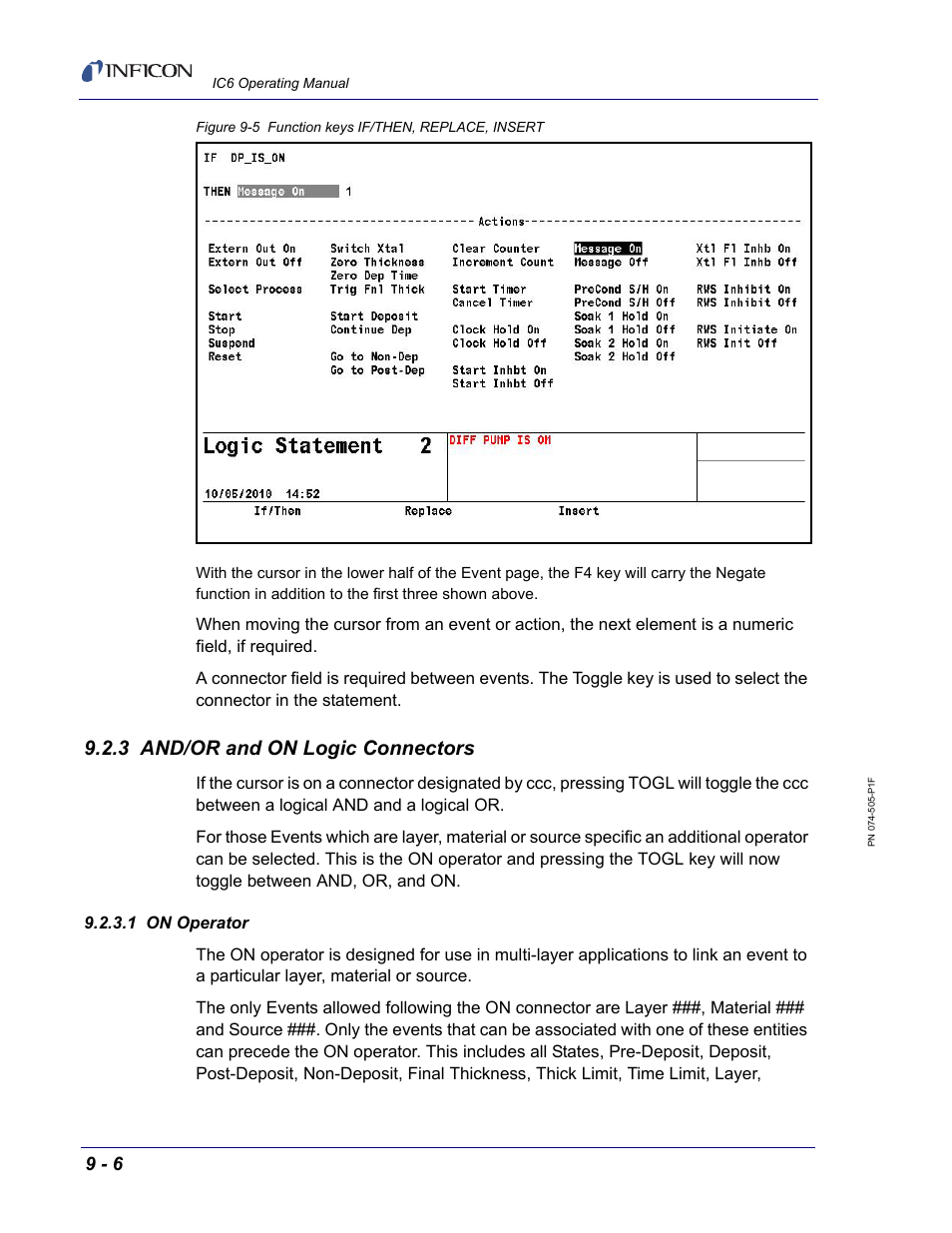 3 and/or and on logic connectors, 1 on operator | INFICON IC6 Thin Film Deposition Controller User Manual | Page 154 / 332