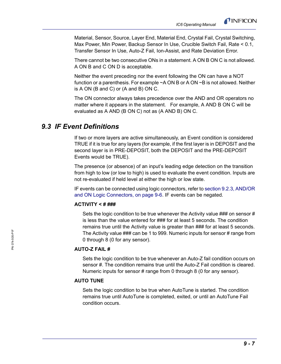 3 if event definitions | INFICON IC6 Thin Film Deposition Controller User Manual | Page 155 / 332