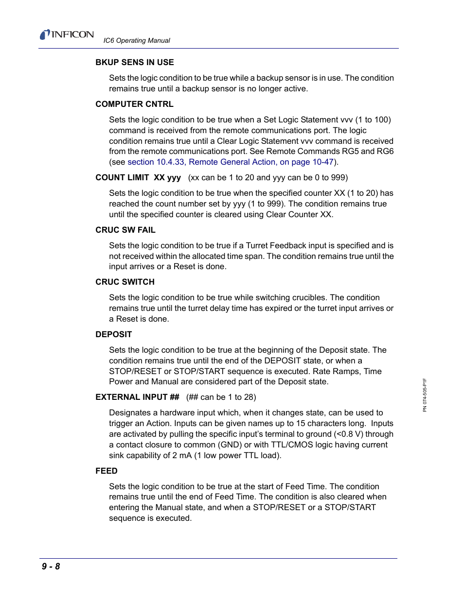 INFICON IC6 Thin Film Deposition Controller User Manual | Page 156 / 332