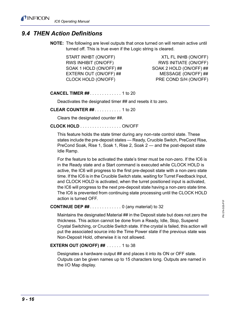 4 then action definitions, Section | INFICON IC6 Thin Film Deposition Controller User Manual | Page 164 / 332