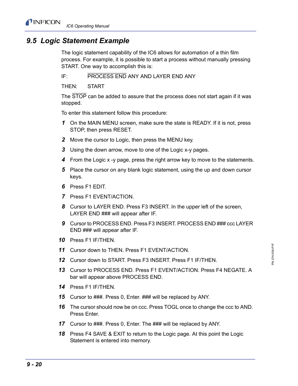 5 logic statement example | INFICON IC6 Thin Film Deposition Controller User Manual | Page 168 / 332