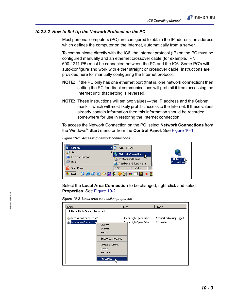 2 how to set up the network protocol on the pc | INFICON IC6 Thin Film Deposition Controller User Manual | Page 173 / 332
